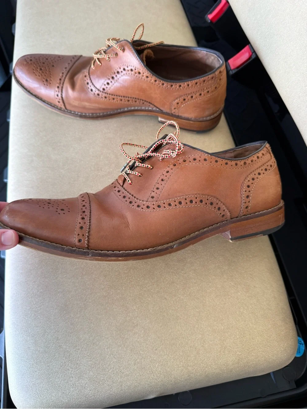 Aston Grey Collection Brown Leather Cap Toe Lace Up Men's Oxfords Size 9.5